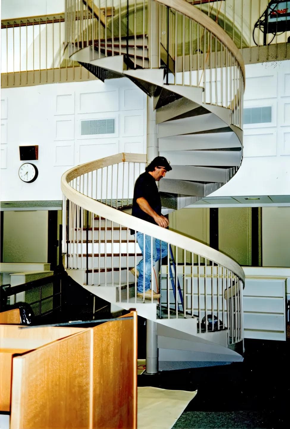 Custom steel barrel staircase in Middletown, NY.